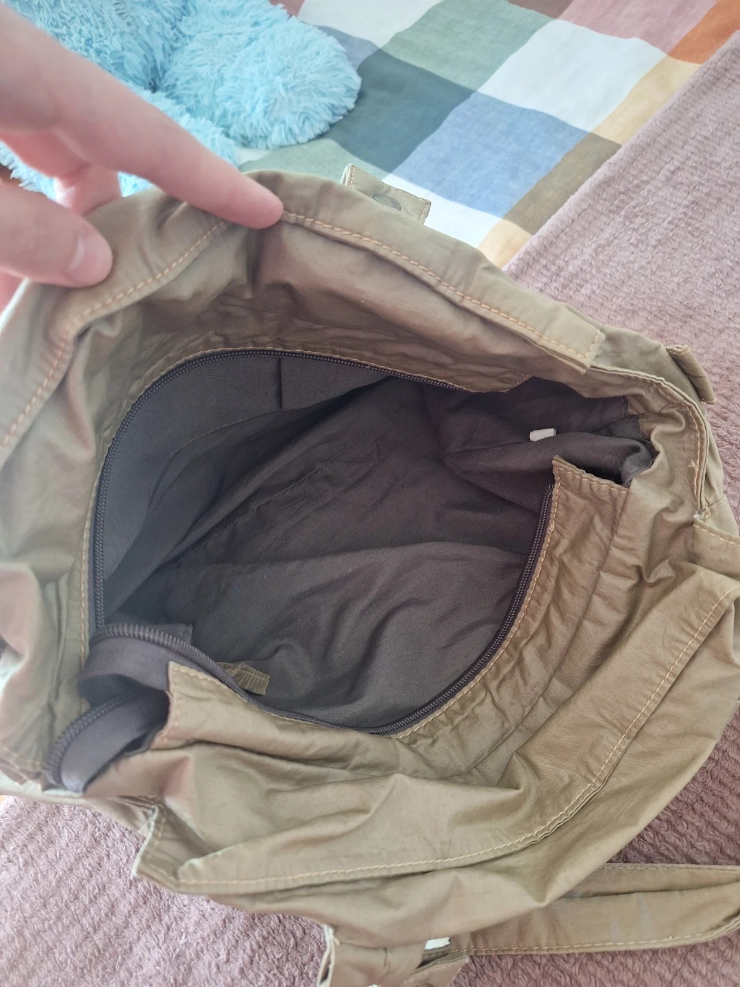 Khaki Canvas Shoulder Bag - photo 2