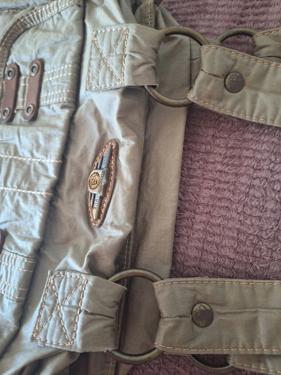 Khaki Canvas Shoulder Bag - photo 3