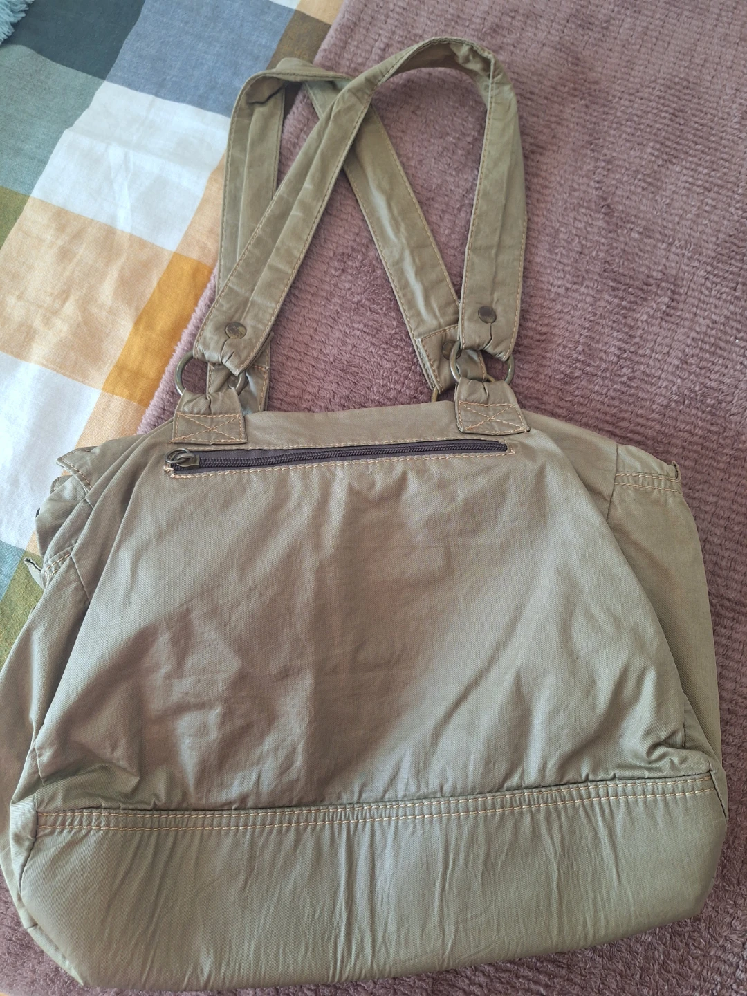 Khaki Canvas Shoulder Bag - photo 4