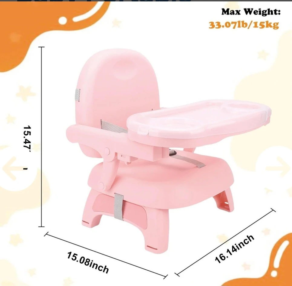 Pink Foldable Baby High Chair Booster Seat - photo 2