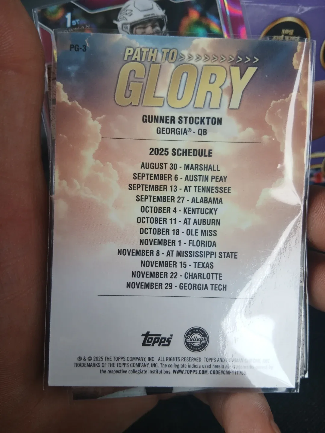 2025 Topps Bowman Chrome Path to Glory Gunner Stockton Football