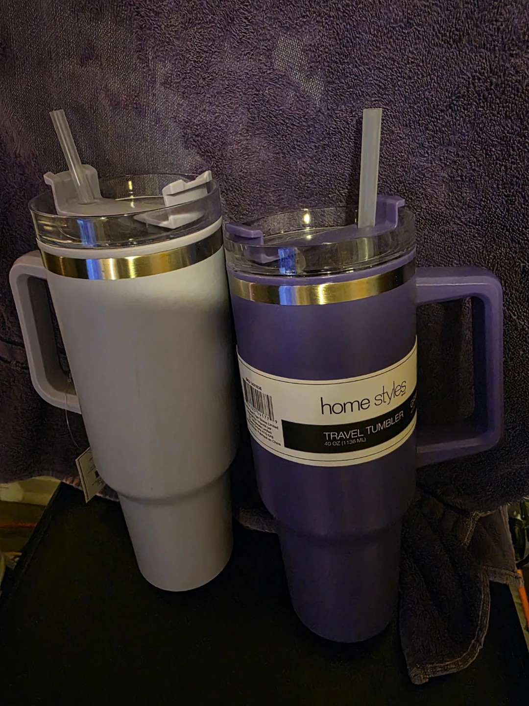 Home Styles Purple Travel Tumbler with Handle and Straw 40 oz