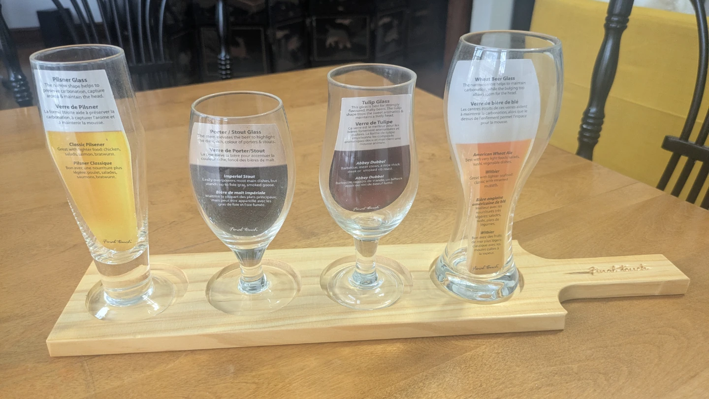 Final Touch Beer Tasting 6 Piece Glass Set with Wooden Paddle - photo 3