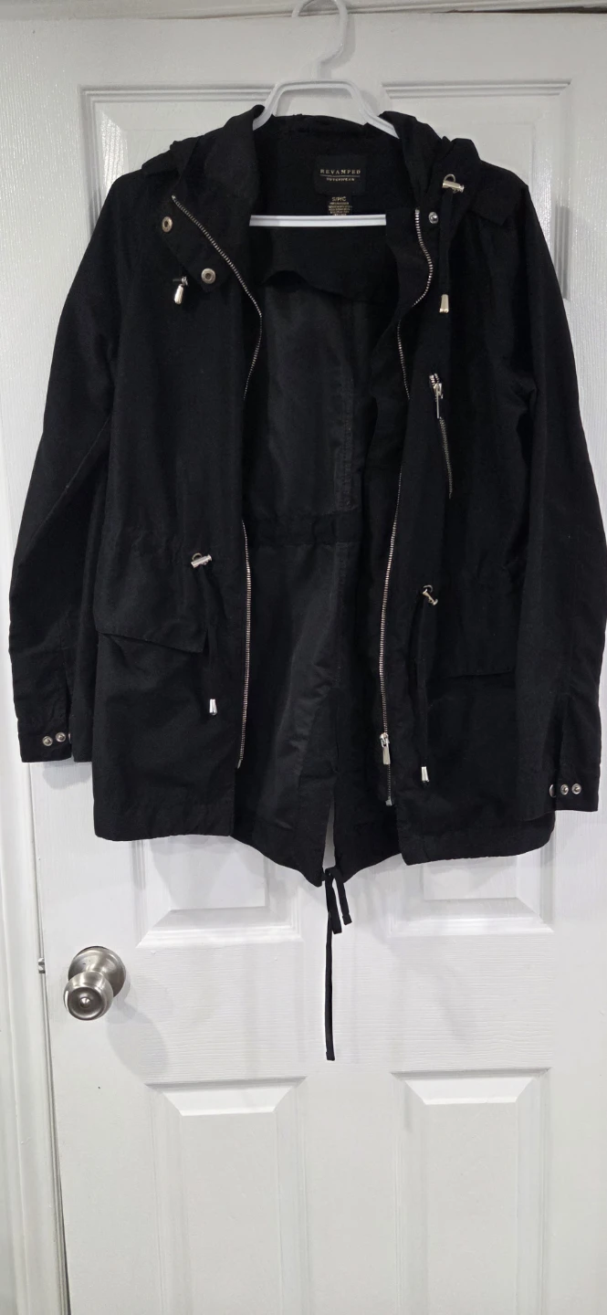 Black Anorak  Spring Jacket with Hood