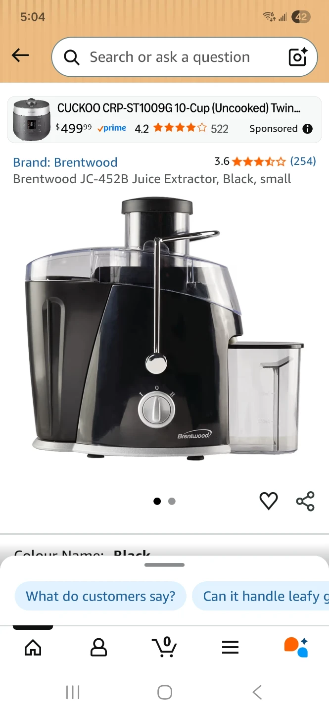 Brentwood JC-452B Juice Extractor - Black - photo 2
