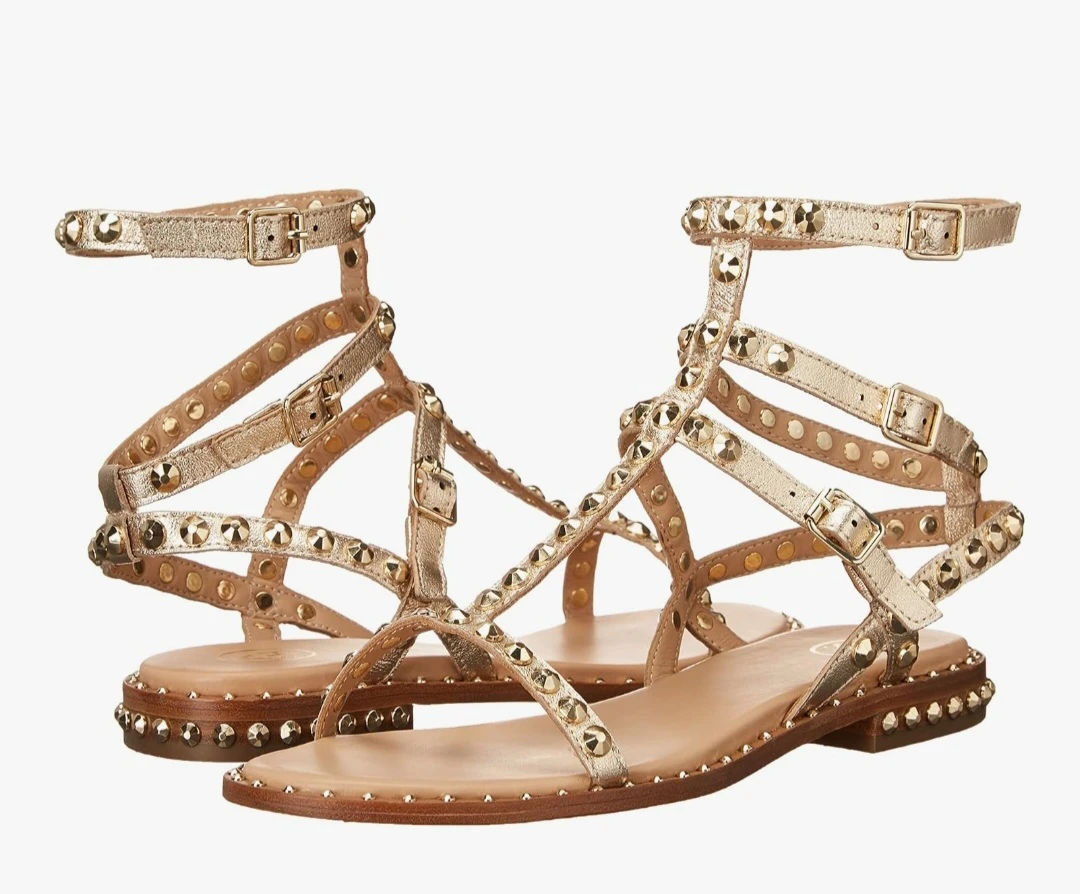 ASH Gold Studded Gladiator Sandals Size 38 - photo 2