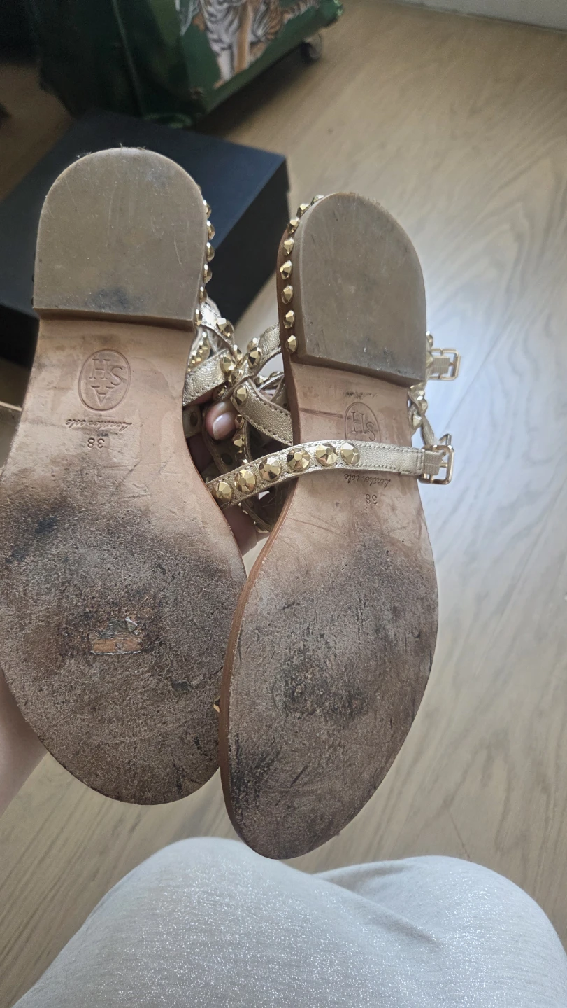 ASH Gold Studded Gladiator Sandals Size 38 - photo 3