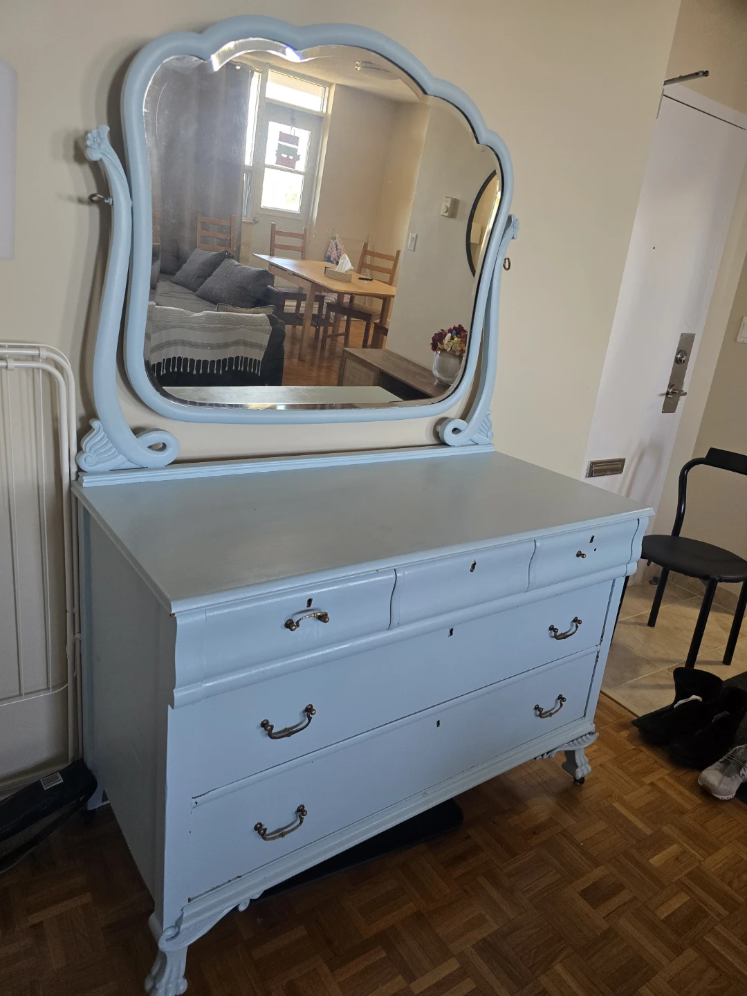 Light Blue Dresser with Mirror - photo 3