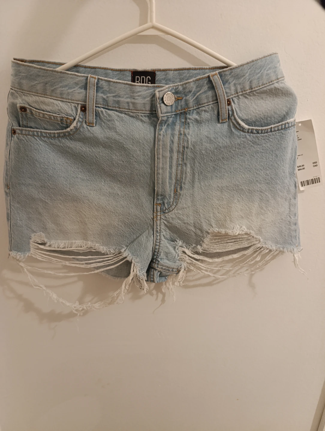 Light Wash Distressed Denim Shorts