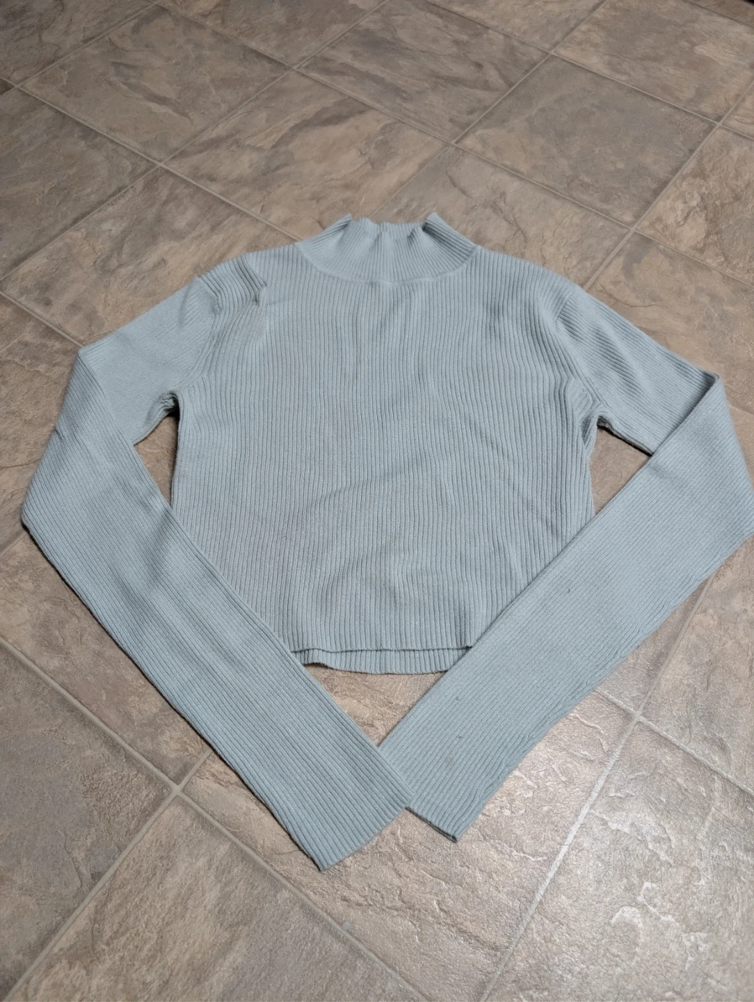 Ribbed Mock Neck Long Sleeve Top - photo 2
