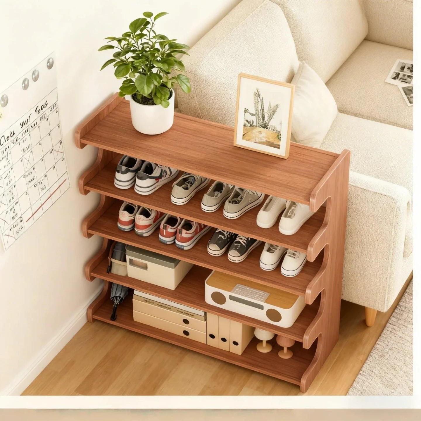 5-Tier Bamboo Shoe Rack - 70cm Long - photo 4
