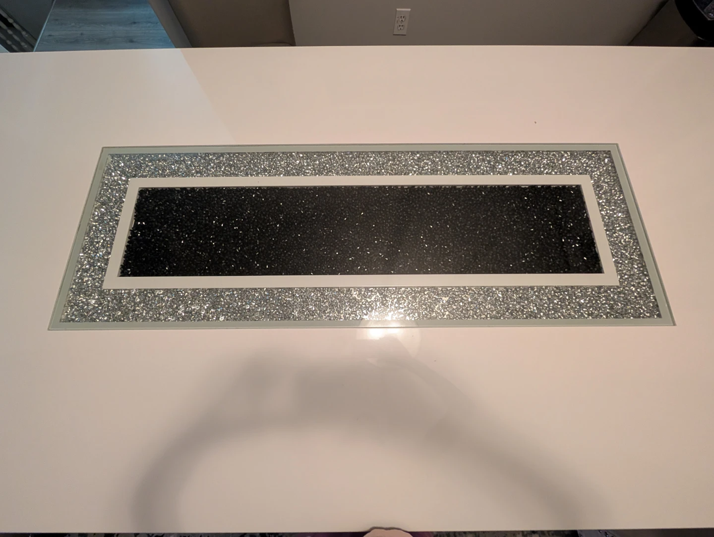 White Dining Table with Crushed Diamond Inlay - photo 4