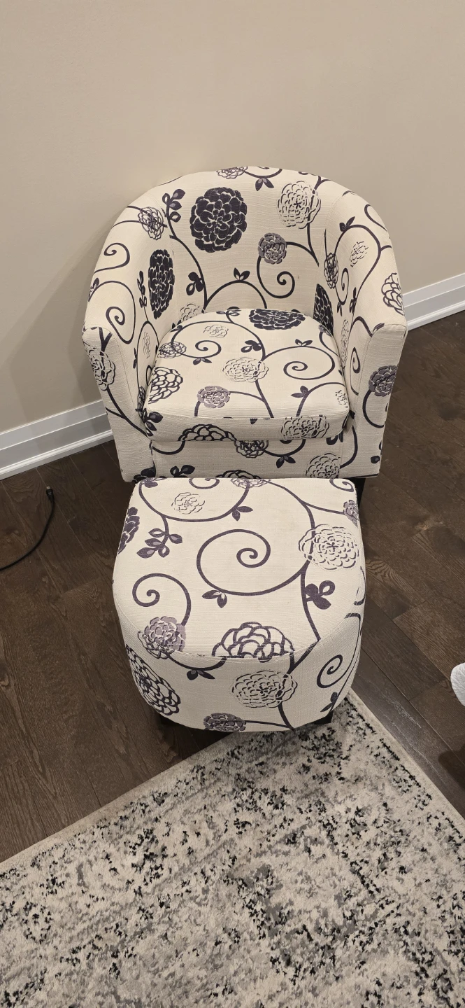 Accent Chair with Ottoman Floral Pattern - photo 2