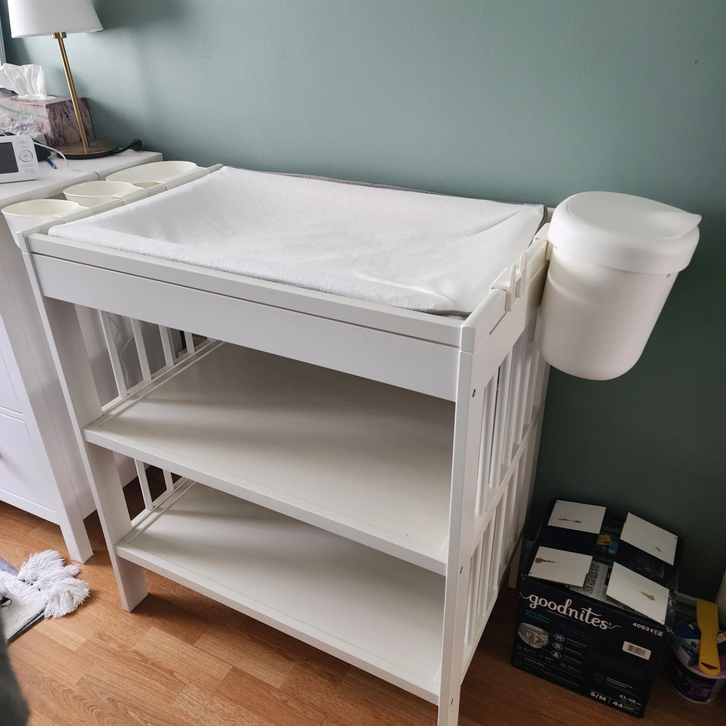 White Baby Changing Table with Storage Shelves - photo 3