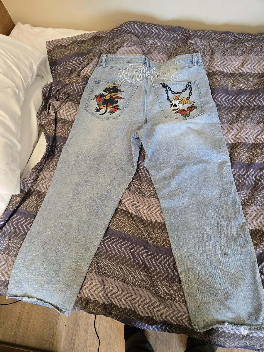 NINTH HALL Light Wash Embroidered Jeans Size 34