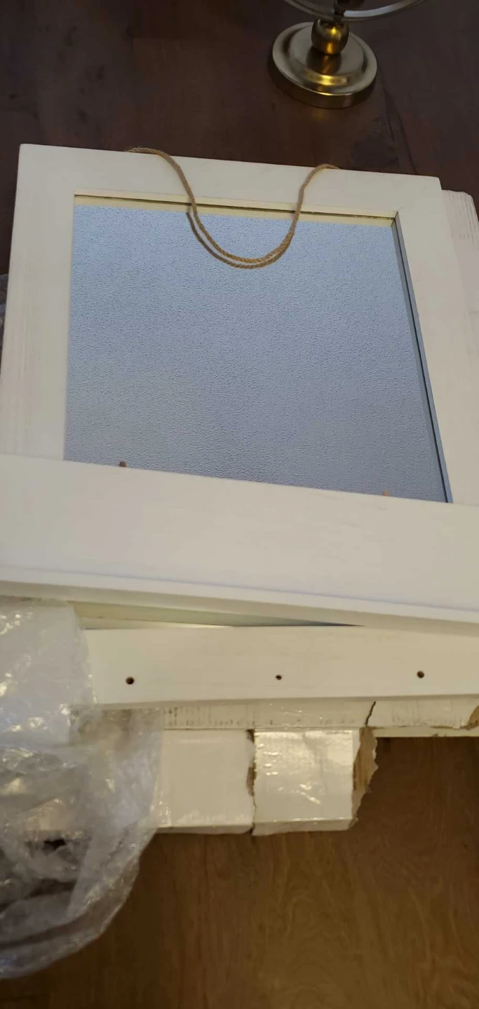White Wooden Wall Mirror with Shelf - photo 3