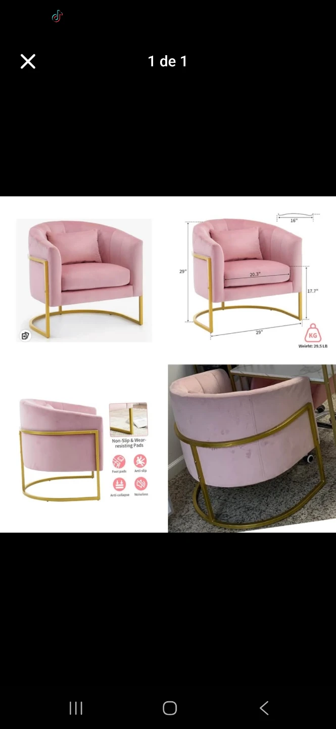Pink Velvet Accent Chair with Gold Base