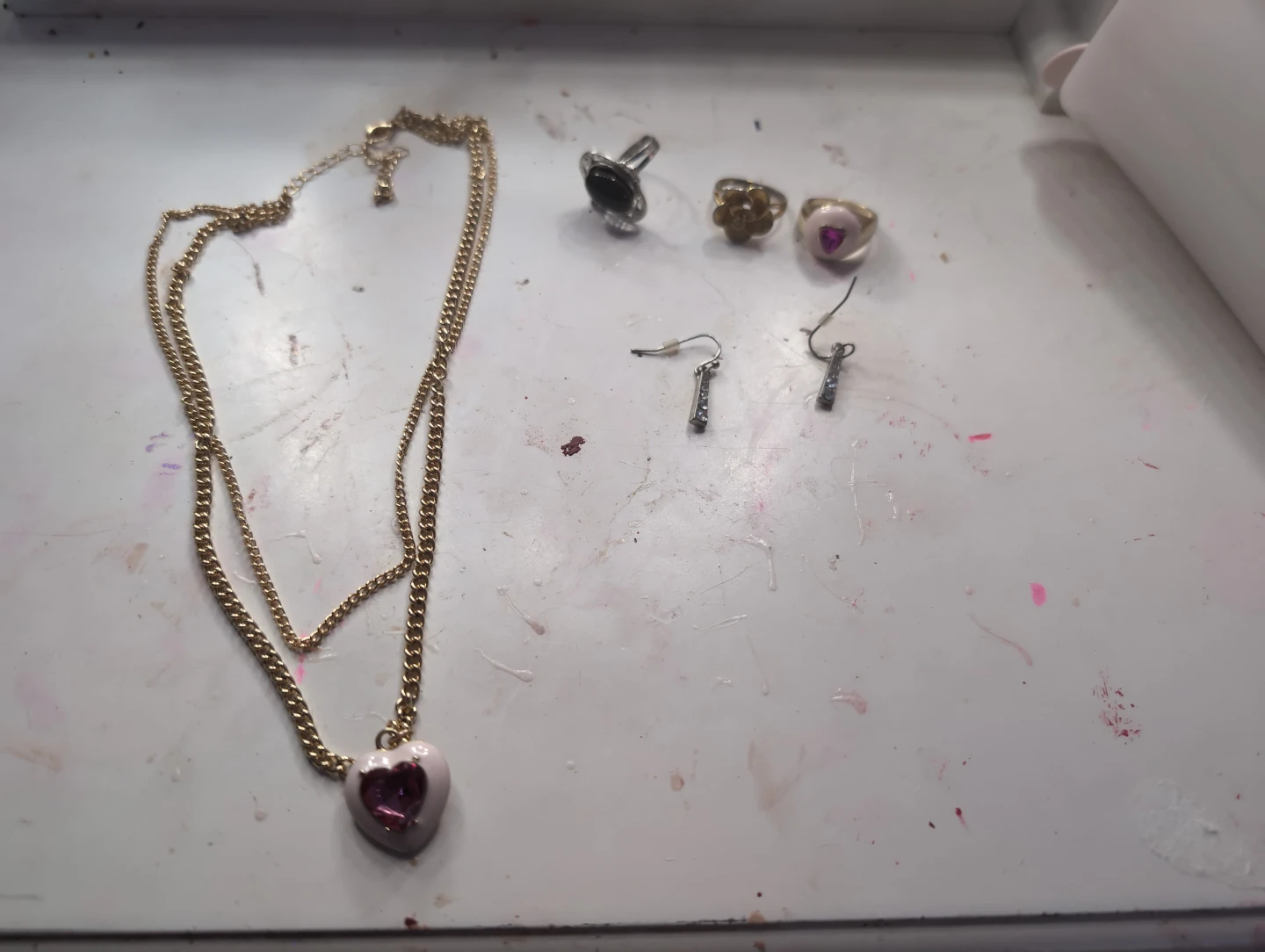 Gold Tone Necklace and Rings Set