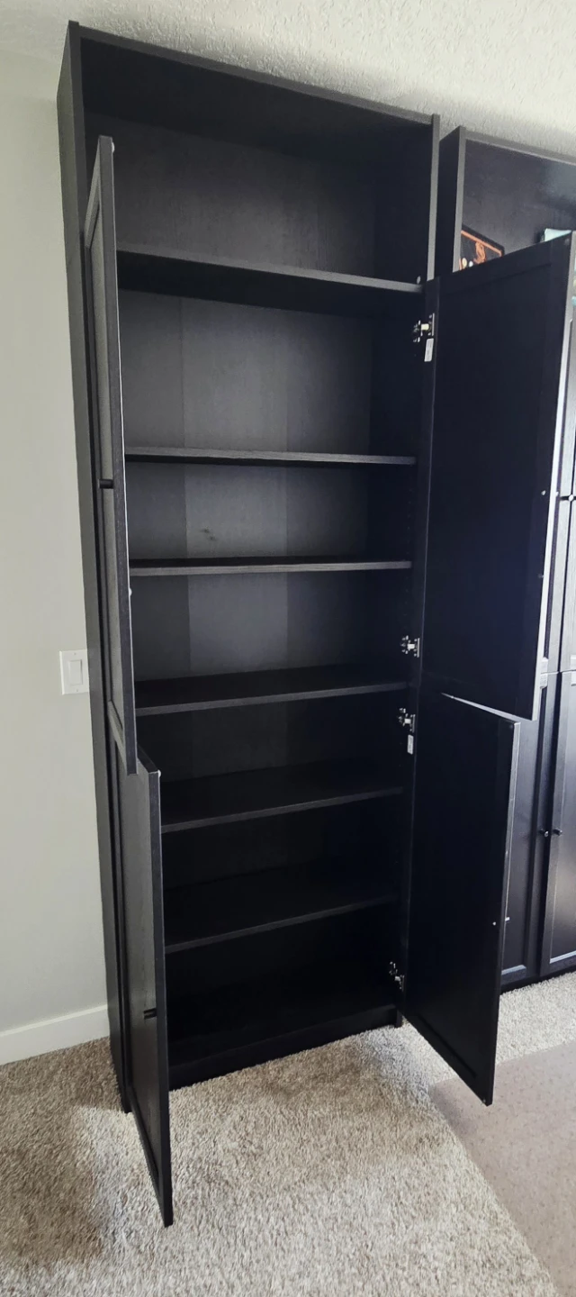 Dark Wood Tall Cabinet with Doors - photo 2