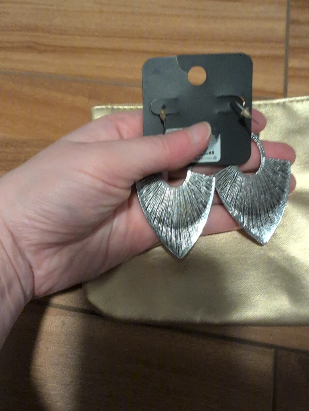 Silver Fan Shape Statement Earrings - photo 2