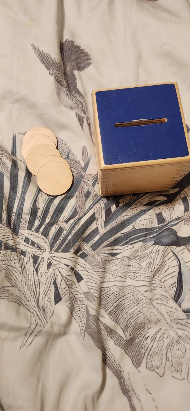Lovevery Wooden Money Box with Wooden Coins