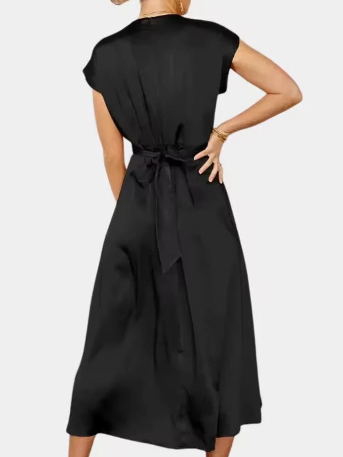 Women's Teal Satin Midi Dress - photo 2