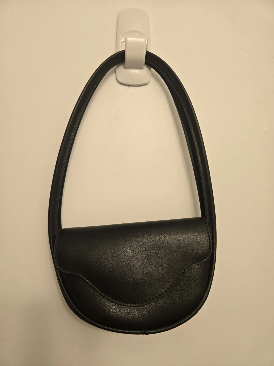 Black Faux Leather Shoulder Bag