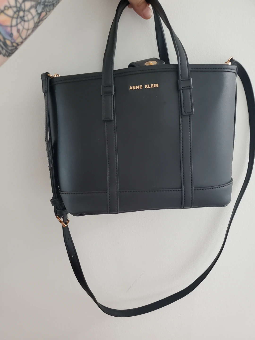 Anne Klein Black Top Handle Satchel Purse