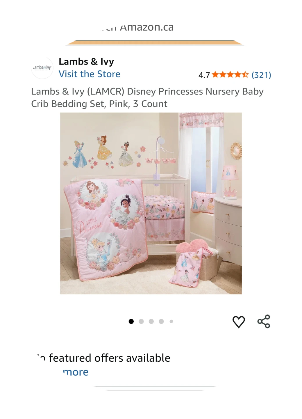 Lambs & Ivy Disney Princesses Crib Bedding Set - 3 Piece