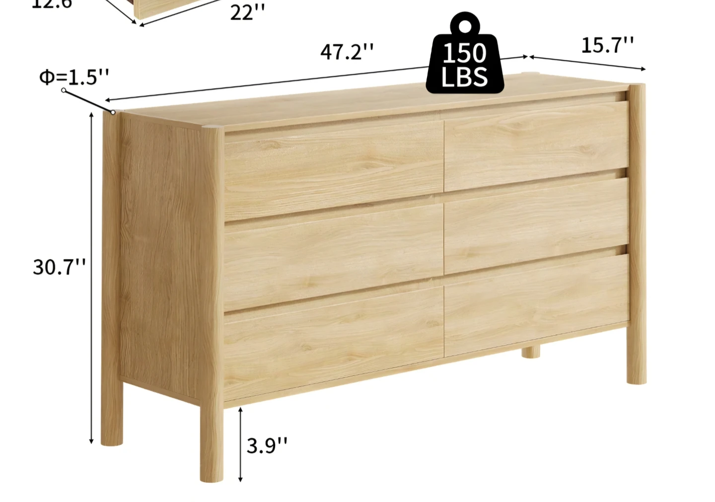 Light Wood 6-Drawer Dresser - photo 4