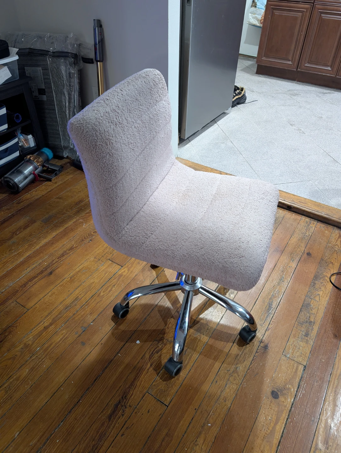 Pink Fluffy Swivel Office Chair
