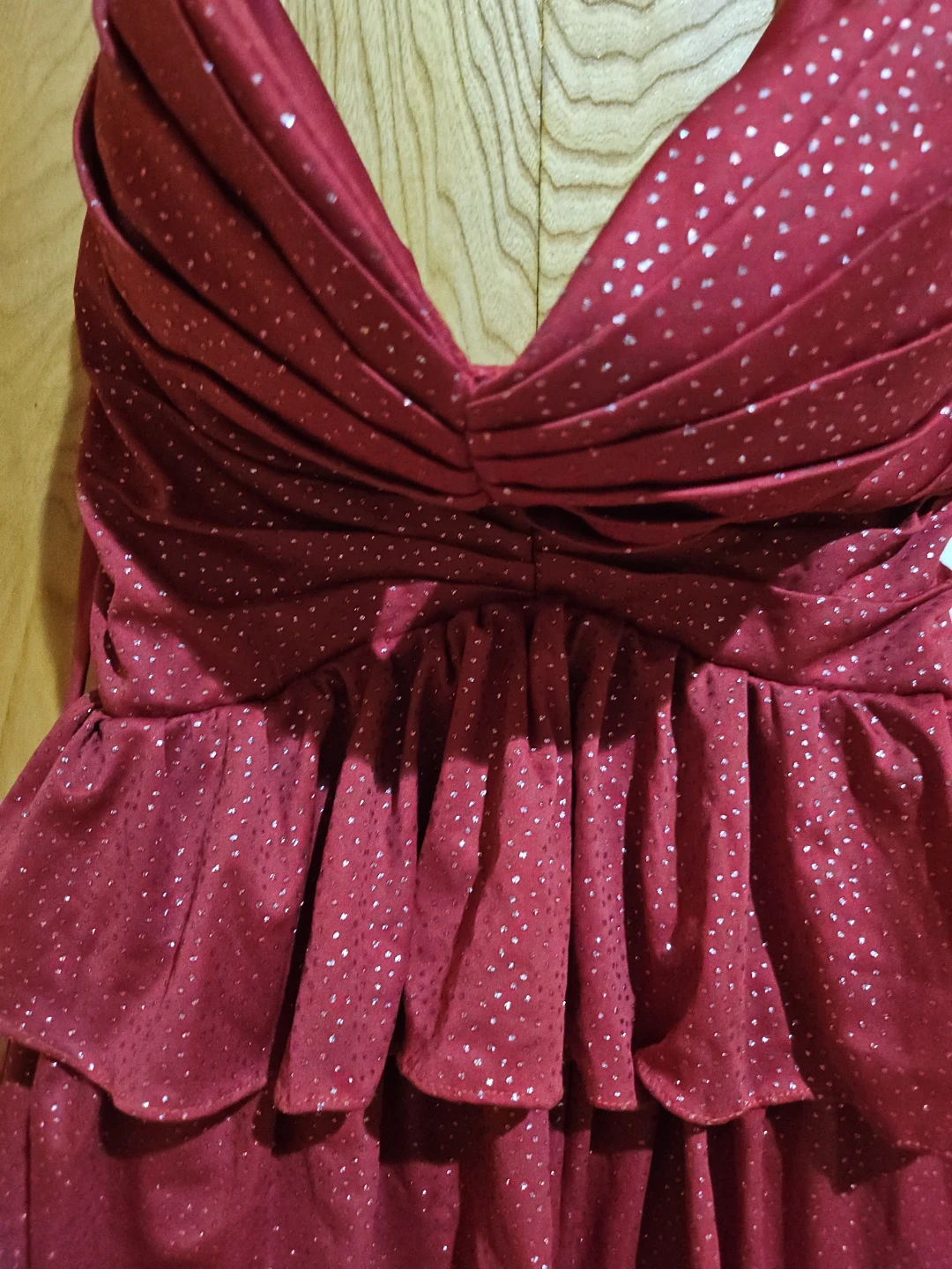 Red Sparkly Strapless Tiered Dress - photo 2