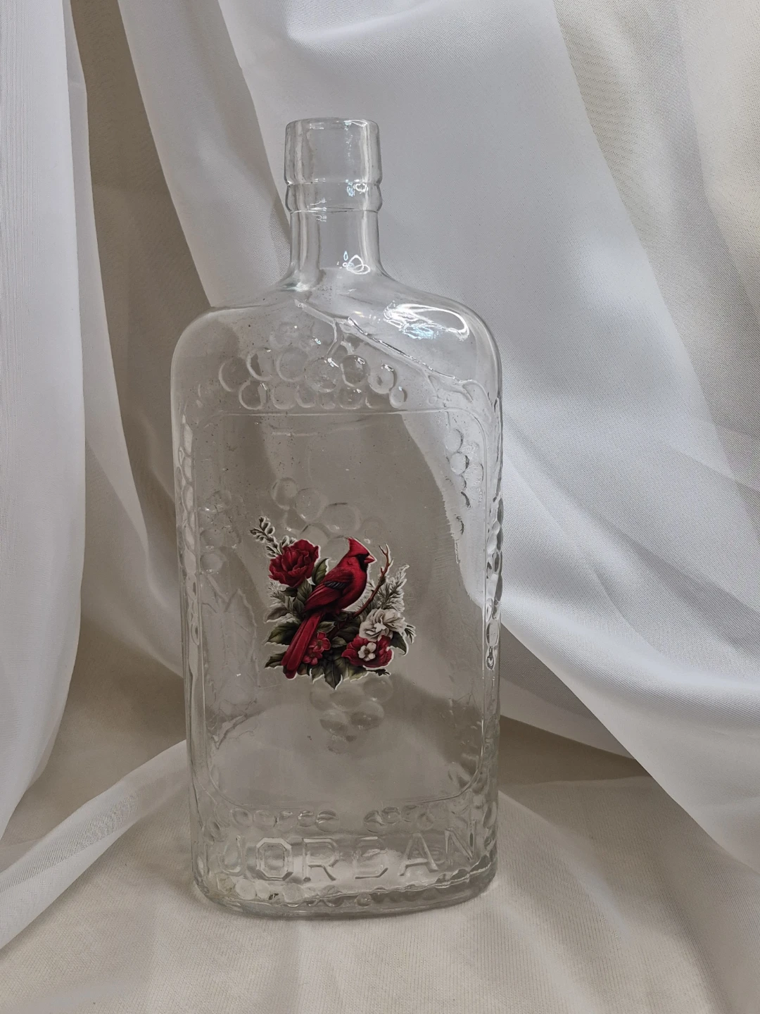 Vintage Jordan 10" Clear Glass Wine Bottle...