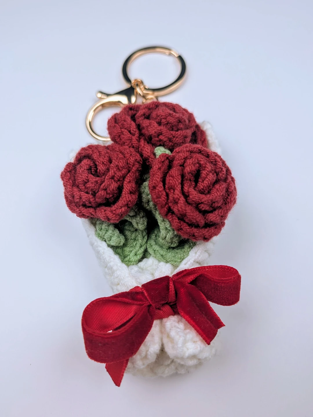 Mother's Day Crocheted Rose Bouquet Keychain