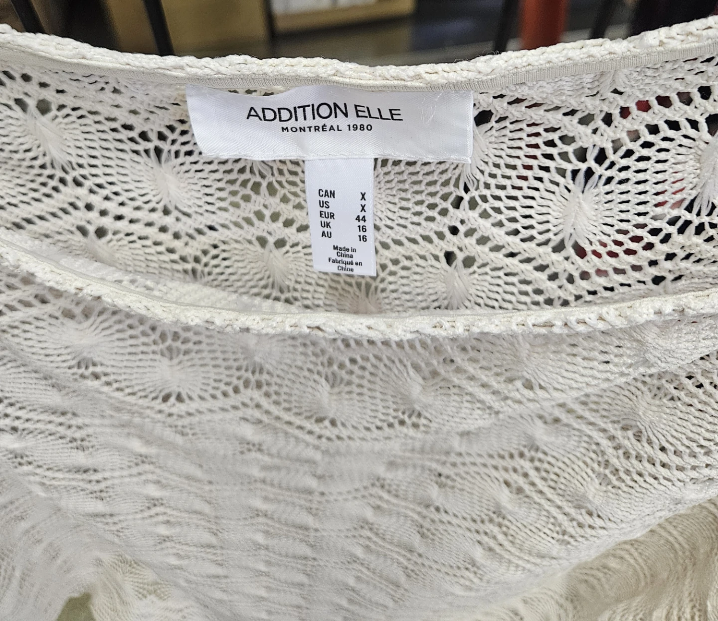 Addition Elle Cream Crochet Knit Top - Size X - photo 2