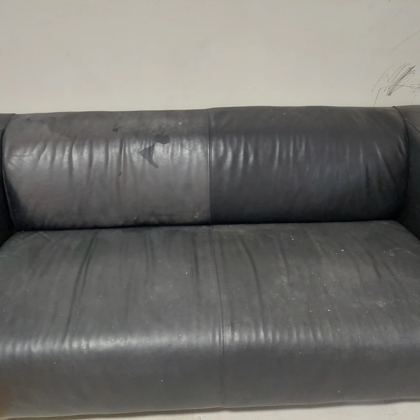 Black Leather Sofa - photo 2