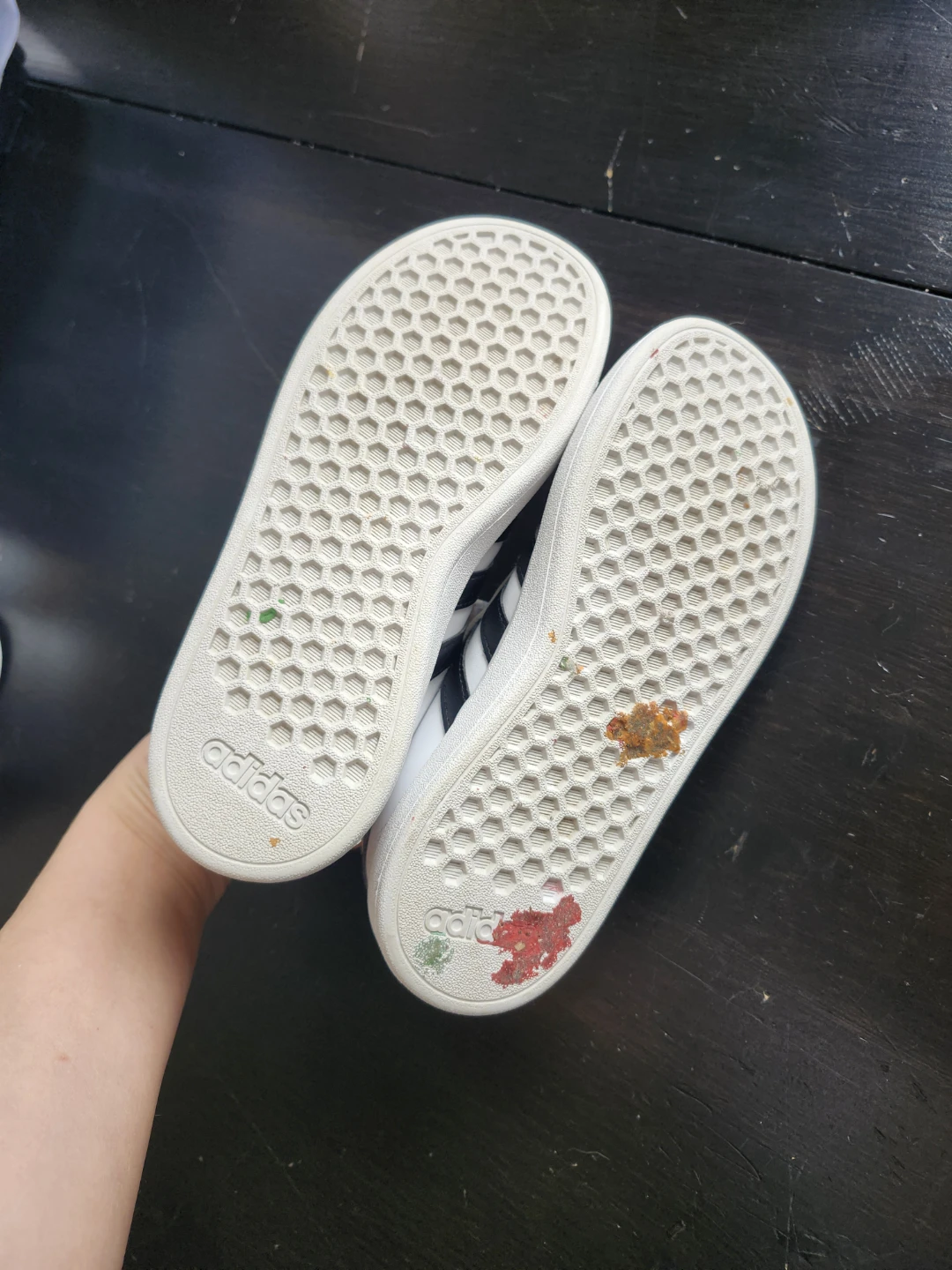Adidas Kids White & Black Sneakers Size 1 - photo 2