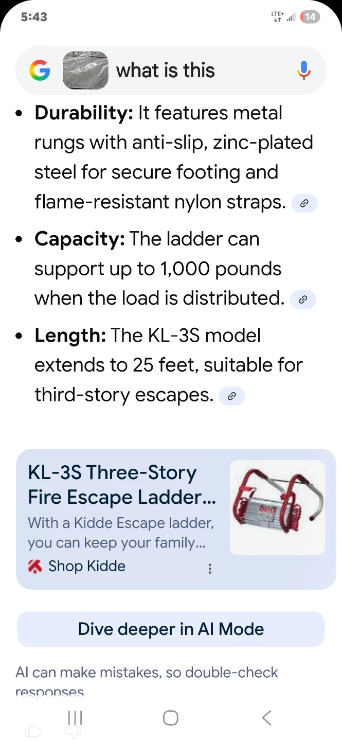 Kidde KL-3S Three-Story Fire Escape Ladder - photo 5