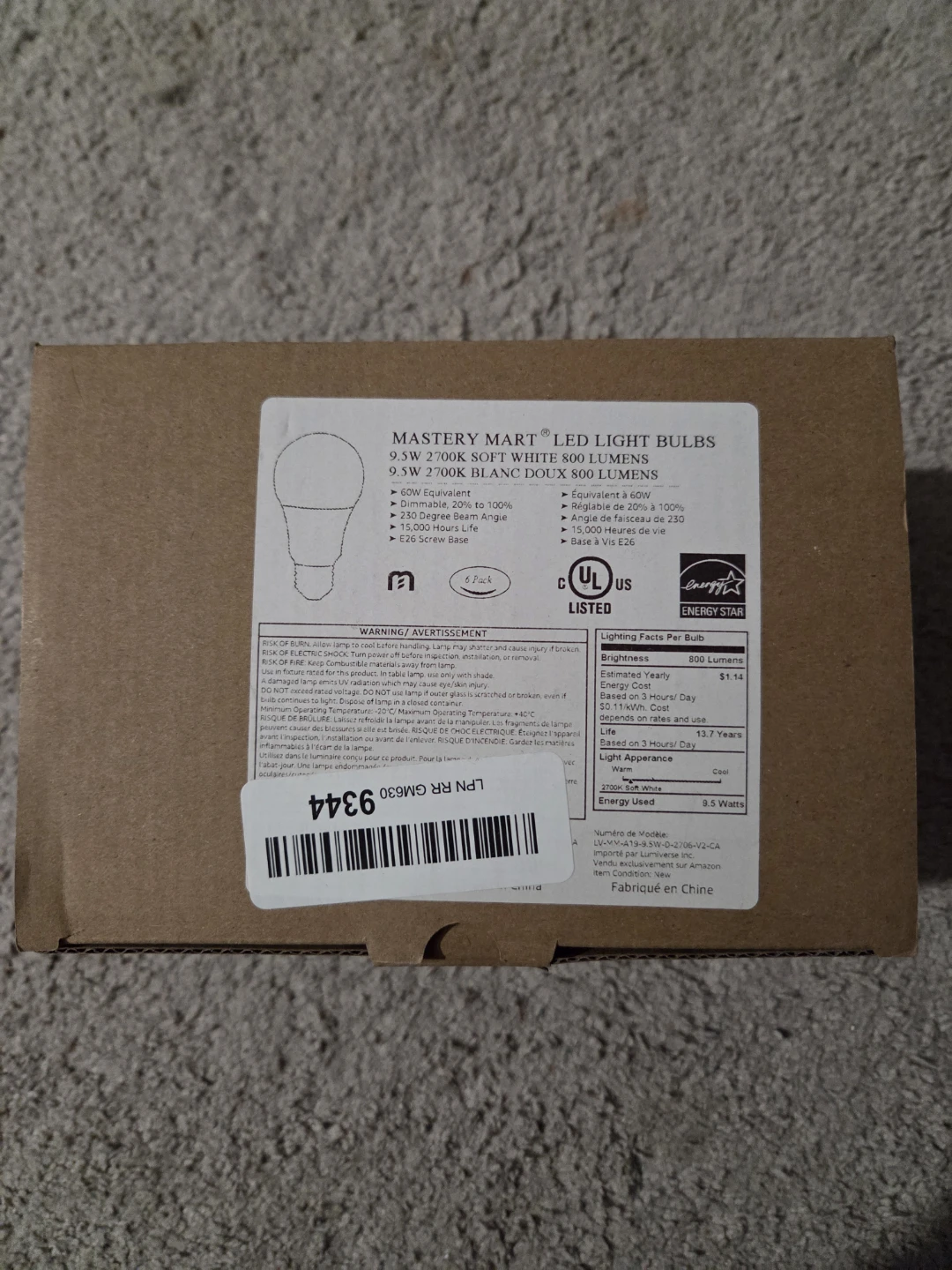 NEW 6-Pack Dimmable LED Light Bulbs (60W Equivalent, A19, 2700K) - photo 2