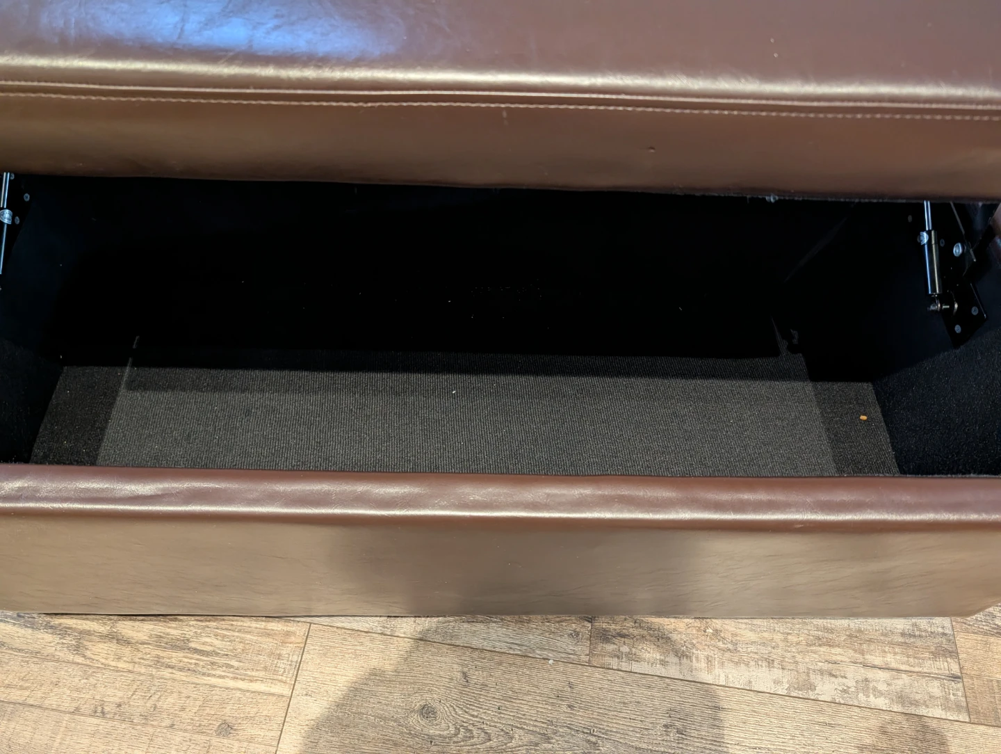 Brown Faux Leather Storage Ottoman - photo 3