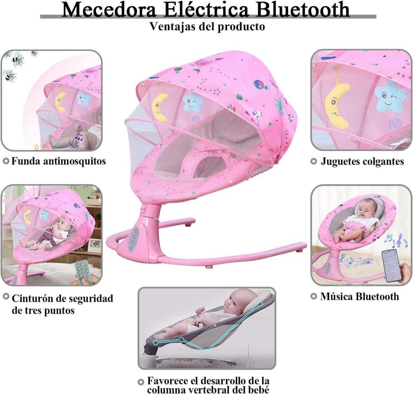 Brand New>>Pink Baby Electric Swing with Canopy and Toys - photo 2
