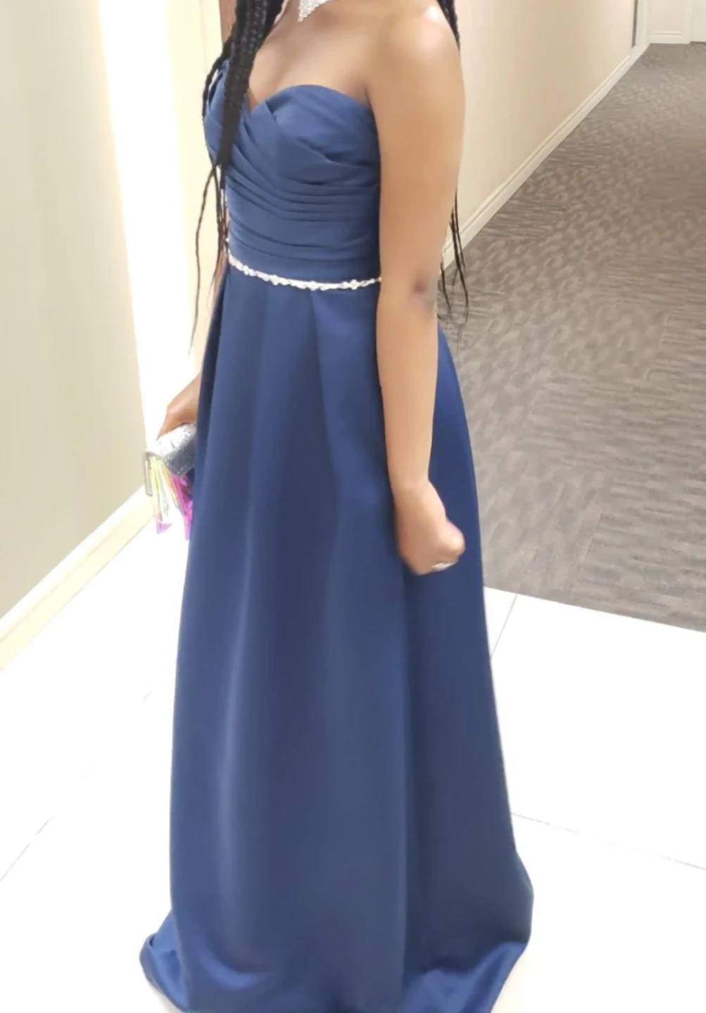 Strapless Navy Blue Prom Dress