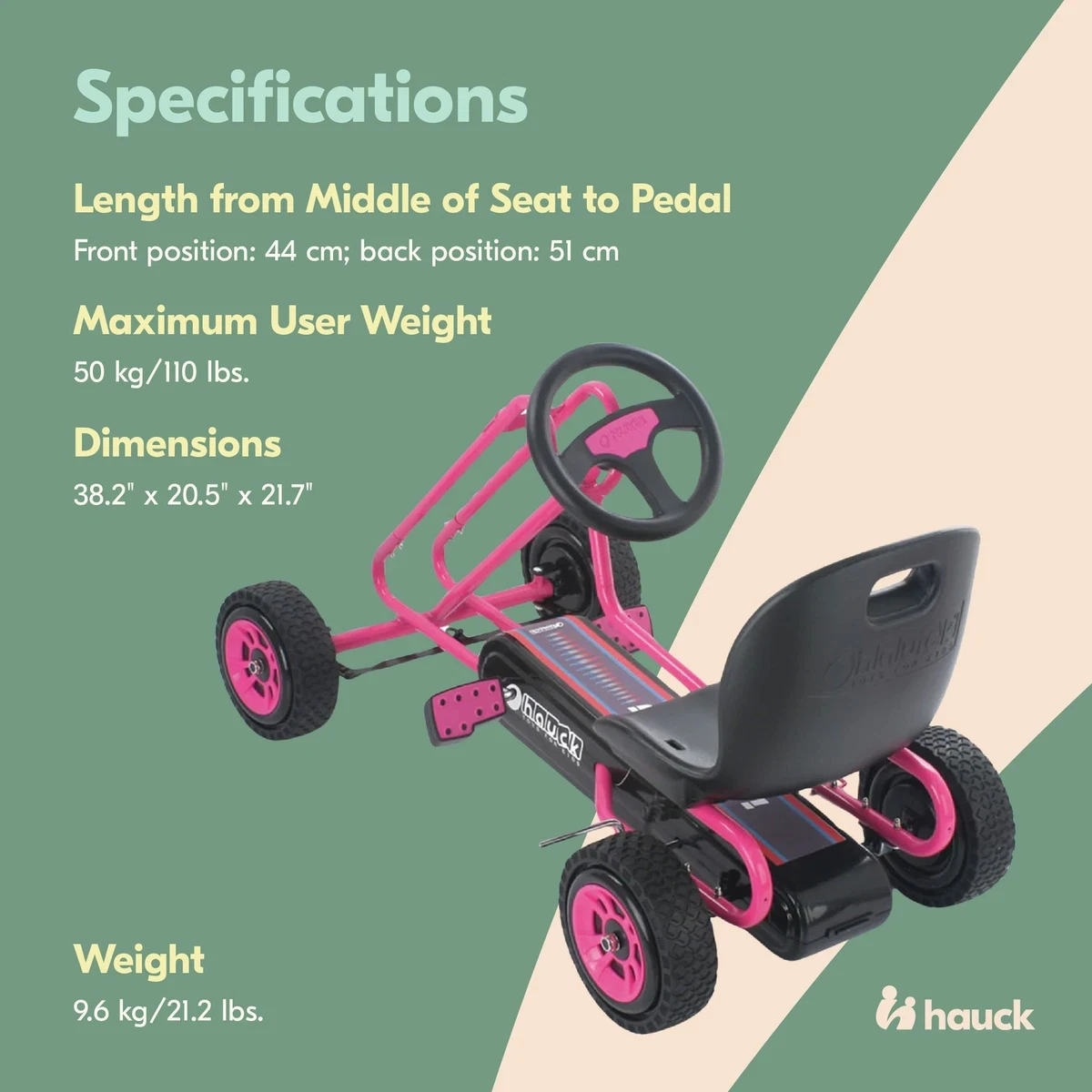 Hauck Pink Go Kart Pedal Car - photo 4