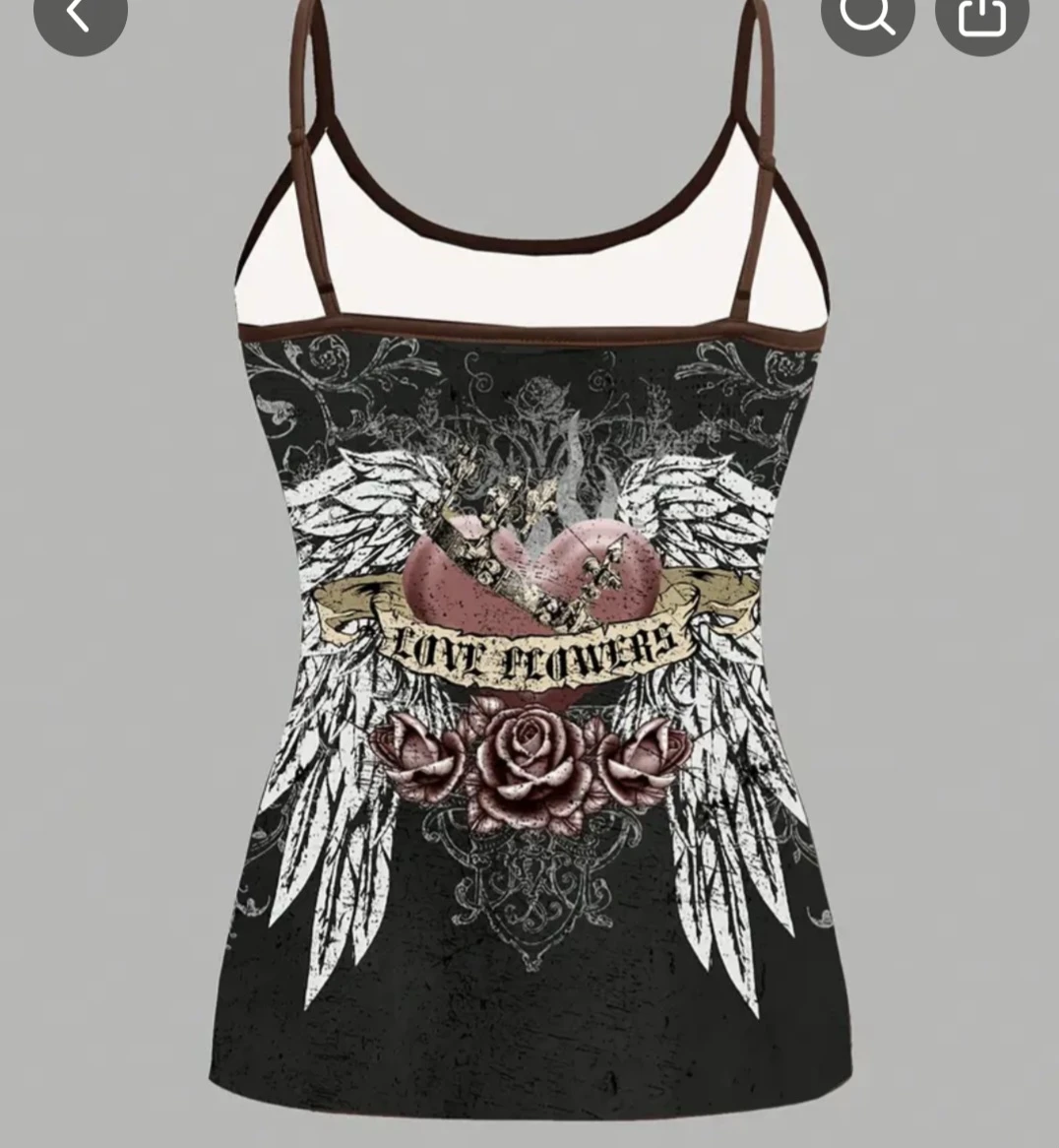 Women's Graphic Cami Top with Roses and Wings - photo 3
