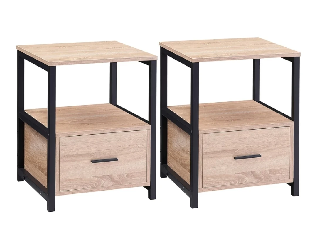 Set of 2 Bedside Tables with Drawer - photo 2