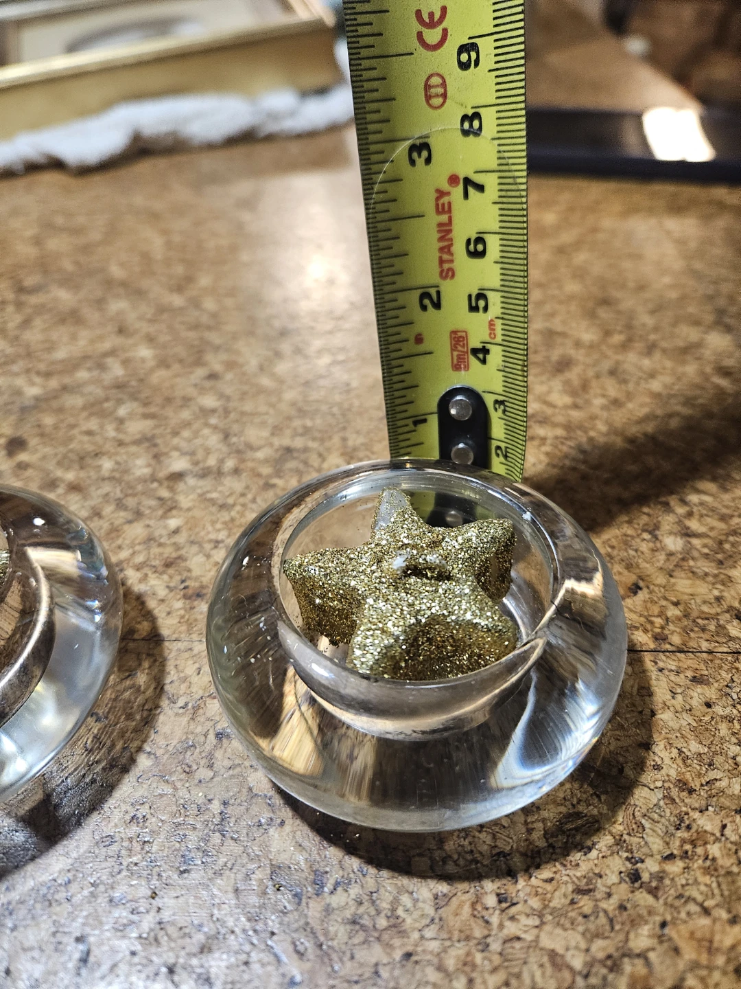 Set of 3 Glass Votive Holders with Gold Glitter Stars - photo 5