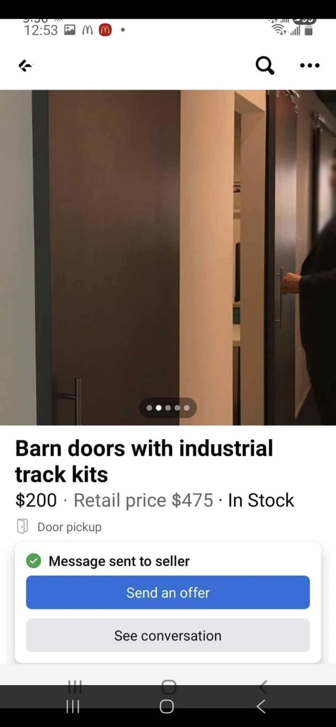 Barn doors with industrial track kits