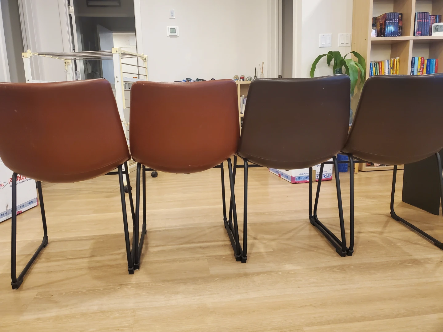 Set of 4 Brown Faux Leather Dining Chairs - photo 2