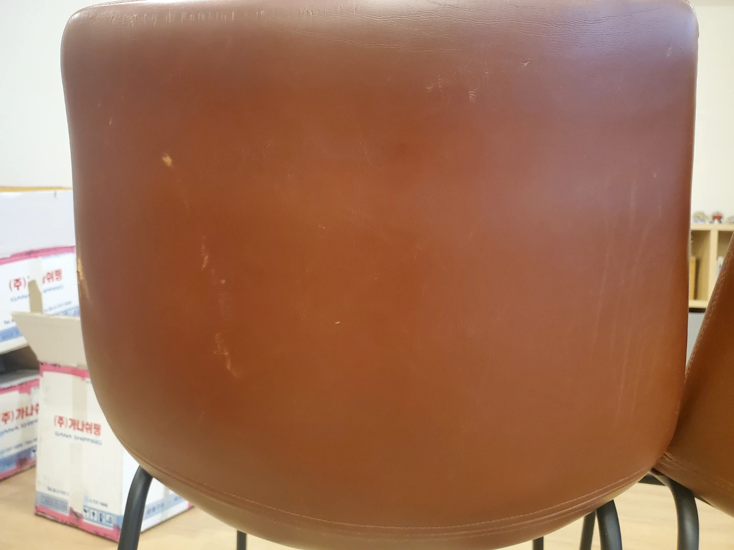 Set of 4 Brown Faux Leather Dining Chairs - photo 3