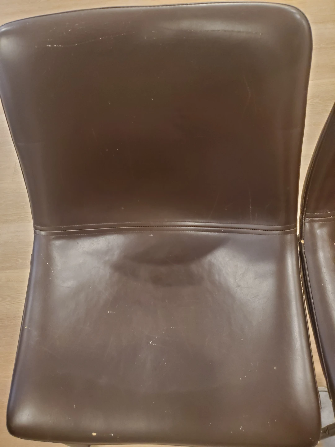 Set of 4 Brown Faux Leather Dining Chairs - photo 4